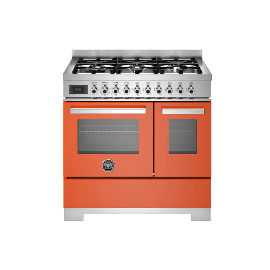Bertazzoni Professional 90cm Range Cooker Twin Dual Fuel Orange PRO96L2EART2