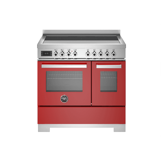 Bertazzoni Professional 90cm Range Cooker Twin Oven EIectric Induction Red PRO95I2EROT2