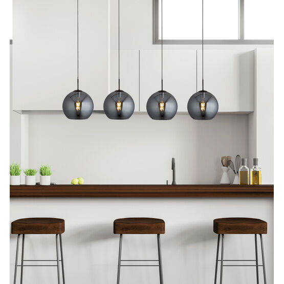 SEARCHLIGHT AMSTERDAM 4LT CEILING PENDANT BLACK METAL