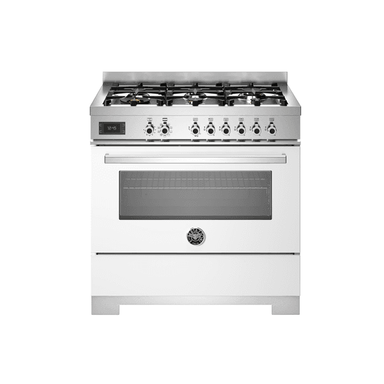 Bertazzoni Professional 90cm Range Cooker Single Oven Dual Fuel White PRO96L1EBIT2