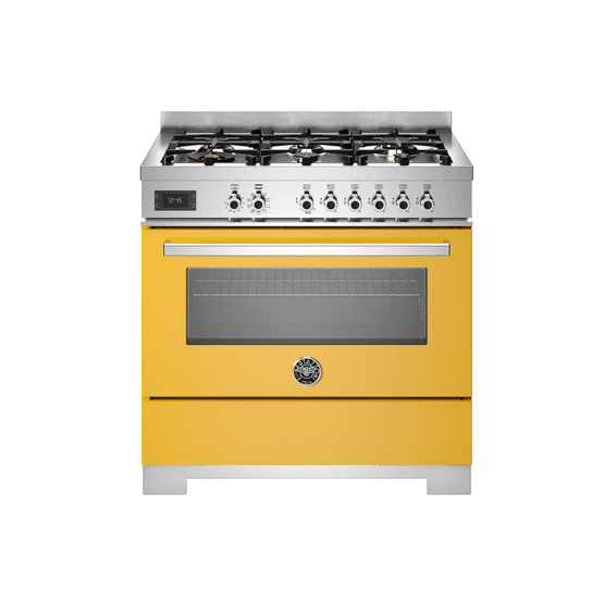 Bertazzoni Professional 90cm Range Cooker Single Oven Dual Fuel Yellow PRO96L1EGIT2