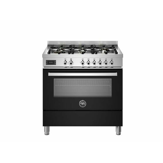 Bertazzoni Professional 90cm Range Cooker Single Oven Dual Fuel Black PRO96L1ENET