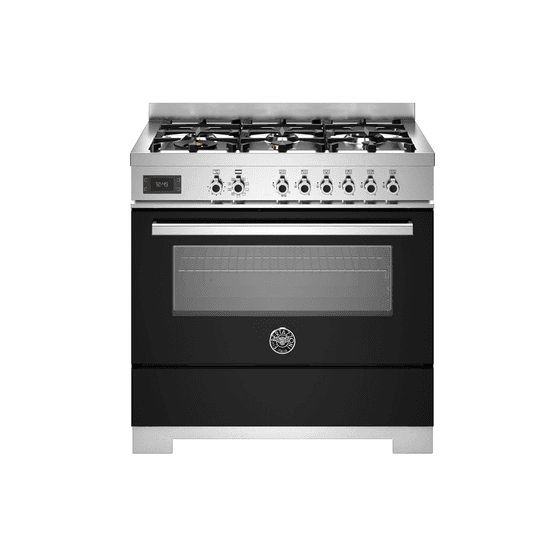 Bertazzoni Professional 90cm Range Cooker Single Oven Dual Fuel Black PRO96L1ENET2
