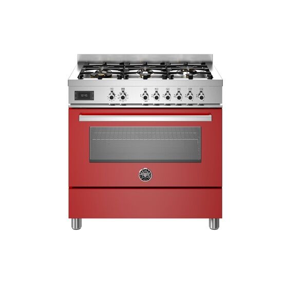 Bertazzoni Professional 90cm Range Cooker Single Oven Dual Fuel Red PRO96L1EROT