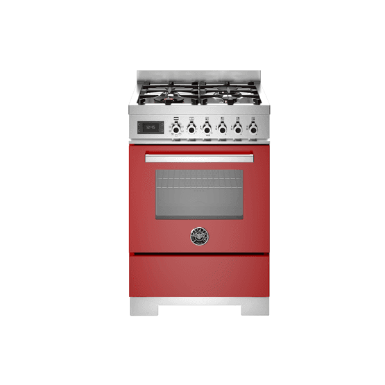 BERTAZZONI PRO64L1EROT2 Professional 60cm Single Oven Dual Fuel Red