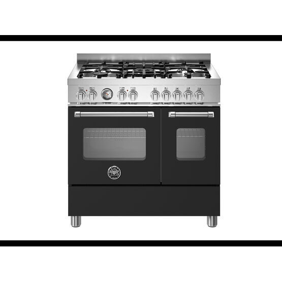 Bertazzoni Master 90cm Range Cooker Twin Oven Dual Fuel Matt Black MAS95C2ENEC