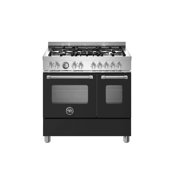 Bertazzoni Master 90cm Range Cooker Twin Oven Dual Fuel Matt Black MAS95C2ENEC