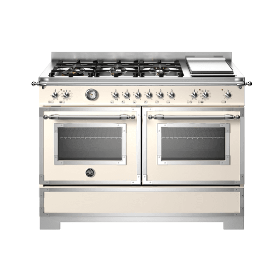 Bertazzoni HER126G2EAVT2 Heritage 120cm Range Cooker Twin Oven Dual Fuel Ivory