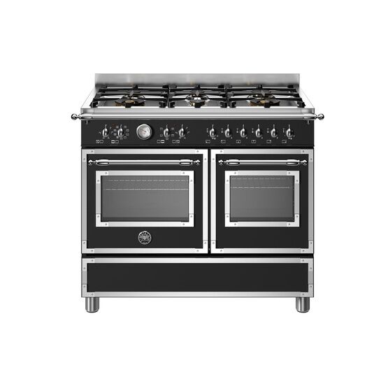Bertazzoni Heritage 100cm Range Cooker Twin Oven Dual Fuel Black HER106L2ENET