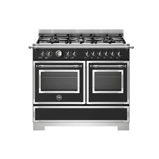 Bertazzoni Heritage 100cm Range Cooker Twin Oven Dual Fuel Black HER106L2ENET2