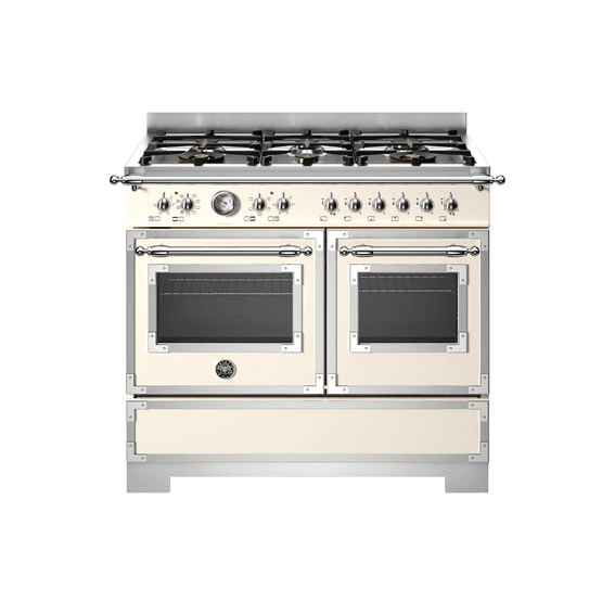 Bertazzoni Heritage 100cm Range Cooker Twin Oven Dual Fuel Ivory HER106L2EAVT2