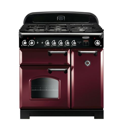 RANGEMASTER 116740 Classic 90cm Natural Gas Cranberry with Chrome Trim
