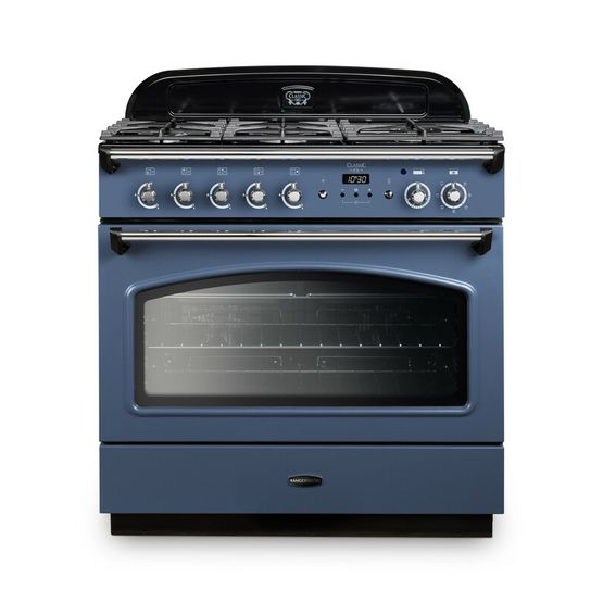 RANGEMASTER CLAS90FXDFFSB/C 90cm Classic FX Dual Fuel Stone Blue with Chrome Trim