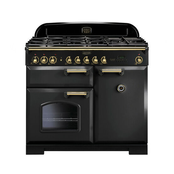 RANGEMASTER CDL100DFFCB/B Classic Deluxe 100 Dual Fuel Charcoal Black with Brass