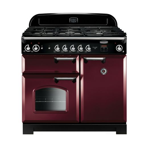 RANGEMASTER CLA100NGFCY/C Classic Gas 100cm Range Cranberry Chrome