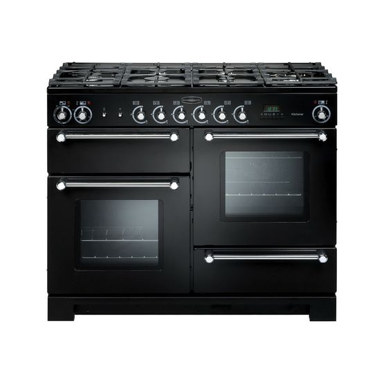 RANGEMASTER KCH110DFFBL/C Kitchener 110 Dual Fuel - Black with Chrome