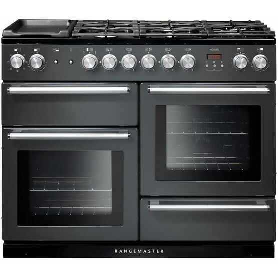 RANGEMASTER NEX110DFFSL/C Nexus 110 Dual Fuel Slate with Chrome trim