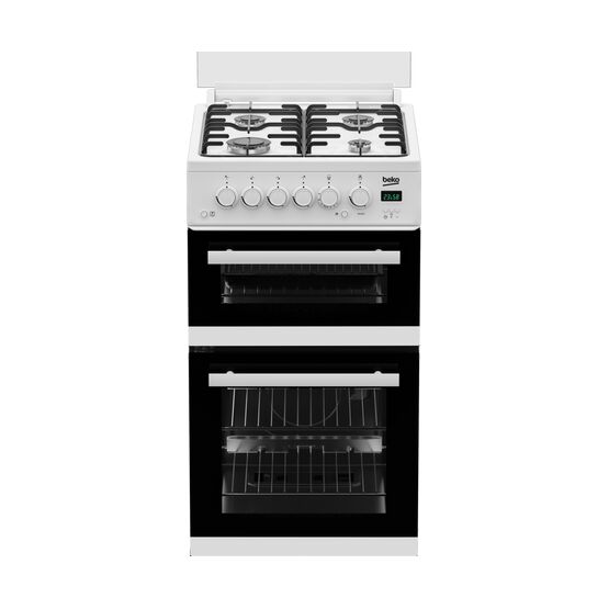 BEKO EDG507W 50cm Twin Cavity Gas Cooker with Gas Hob White