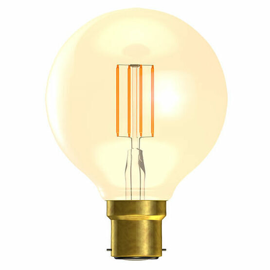 BELL 4W BC B22 LED Filament Bulb Vintage Globe Amber Glass 2000K (40w Equiv)