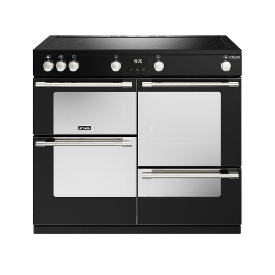 STOVES 444411472 Sterling Deluxe D1000 Electric Induction 100cm Range Cooker Touch Control Black NEW FOR 2023