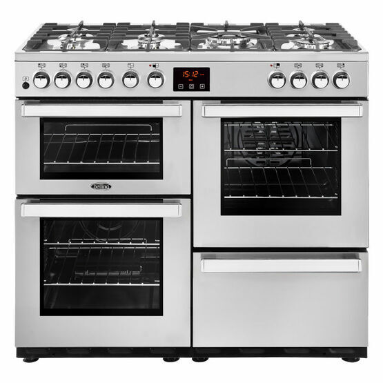 BELLING 444444081 Cookcentre 100cm Dual Fuel Range Cooker Professional Stainless Steel