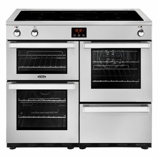 BELLING 444444090 Cookcentre 100cm Electric Range Cooker With Induction Hob Professional Stainless Steel