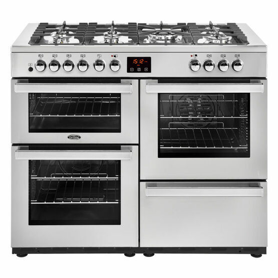 BELLING 444444093 Cookcentre 110cm Dual Fuel Range Cooker Professional Stainless Steel