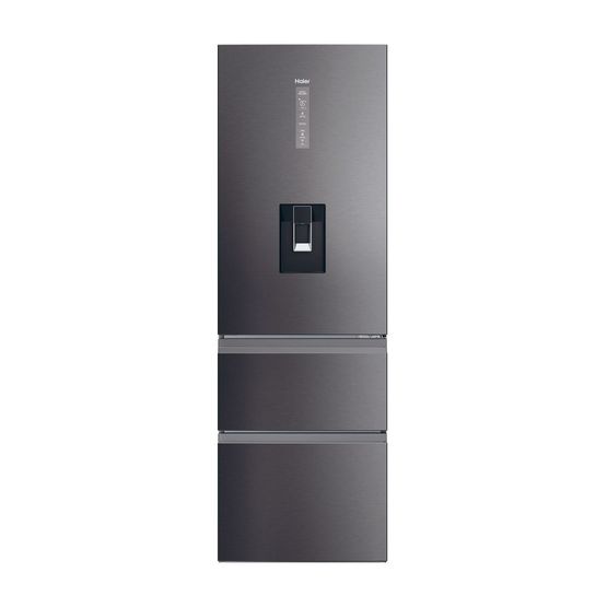 HAIER HTW5618EWMP 59.5cm 3D Fridge Freezer - Dark Inox