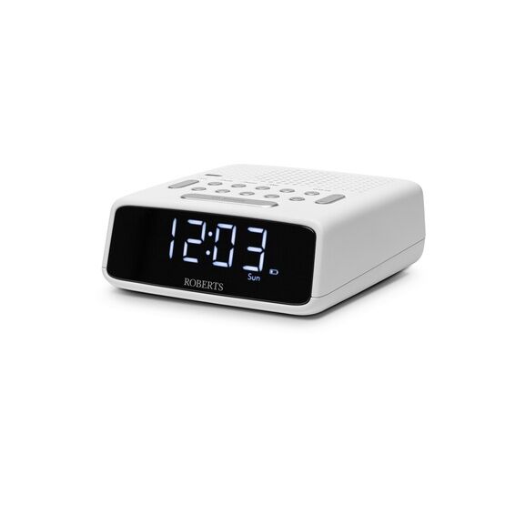 ROBERTS OrtusFM AM/FM Analogue Alarm Clock Radio White ORTUSFMW