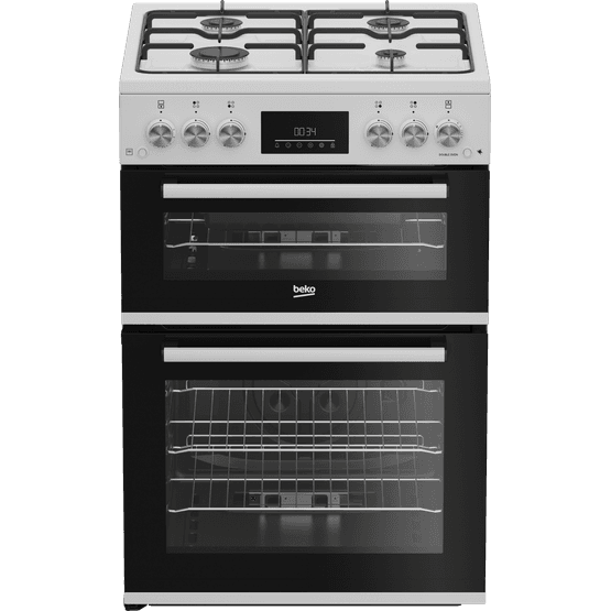 Beko EDG6231W 60cm Double Oven Gas Cooker with Gas Hob - White