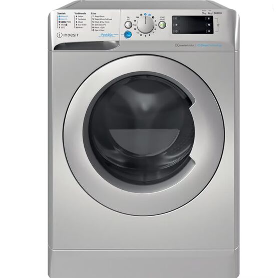 INDESIT BDE96436SVUK Push&amp;Go 9KG/6KG 1400 Washer Dryer - Silver