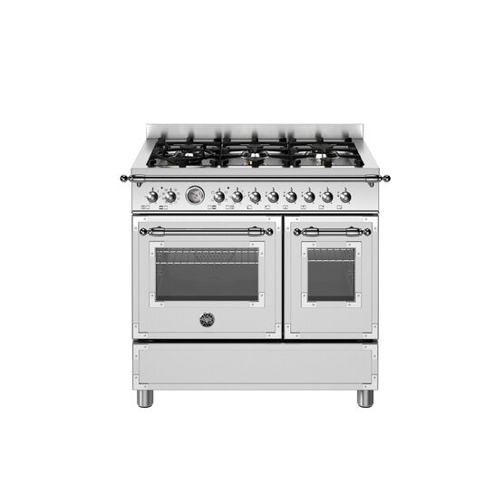 Bertazzoni Heritage 90cm Range Cooker Twin Oven Dual Fuel Stainless Steel HER96L2EXT
