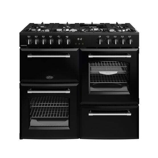 BELLING 444411829 Farmhouse 100cm Dual Fuel Range Cooker - Black