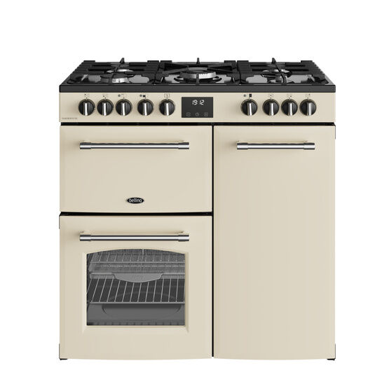 BELLING 444411821 Farmhouse 90cm Dual Fuel Range Cooker - Cream