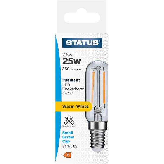 2.5W SES (E14) LED Filament Cookerhood Lamp Warm White 2.5SFCHWE14C1T10