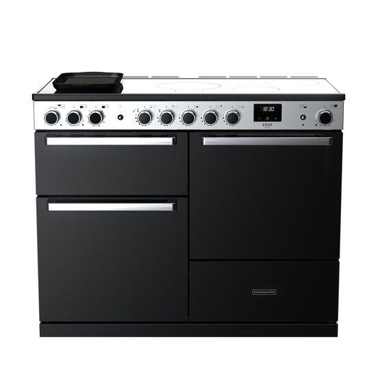 RANGEMASTER EDDLO110EIGBLK/CM1 Edge Deluxe 110cm Induction Range Cooker - Black Glass with Chrome Trim