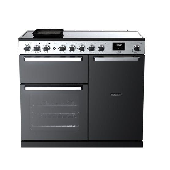 RANGEMASTER EDDL100EIGBLK/CM1 Edge Deluxe 100cm Induction Range Cooker - Black Glass/Chrome
