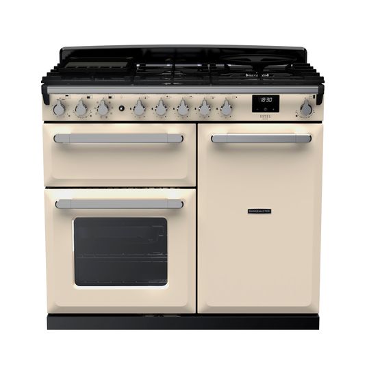 RANGEMASTER ESDL100DFPPCR/CM1 Estel Deluxe 100cm Dual Fuel Range Cooker- Pale Cream/Chrome