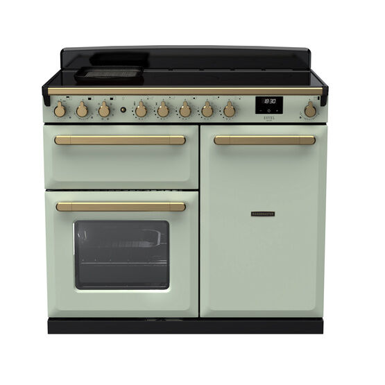 RANGEMASTER ESDL100EIPMNT/AB1 Estel Deluxe 100cm Induction Range Cooker - Mint with Antique Brass Trim