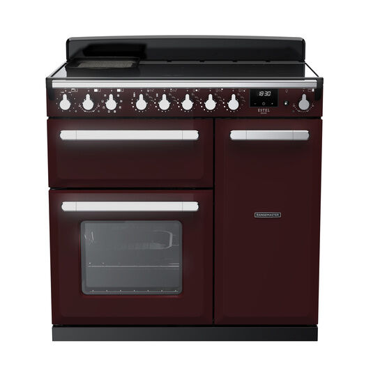 RANGEMASTER ESDL90EIPBOR/CM1 Estel Deluxe 90 Induction - Bordeaux with Chrome Trim