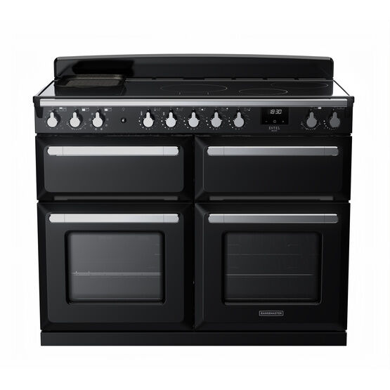 RANGEMASTER ESDLB110EIPGBL/CM1 Estel Deluxe 110cm Induction Range Cooker - Gloss Black with Chrome Trim