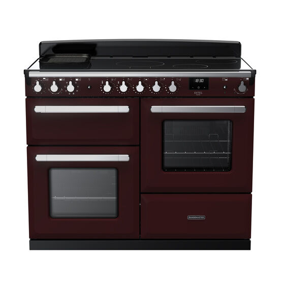RANGEMASTER ESDLO110EIPBOR/CM1 Estel Deluxe 110cm OC Induction Range Cooker - Bordeaux with Chrome Trim