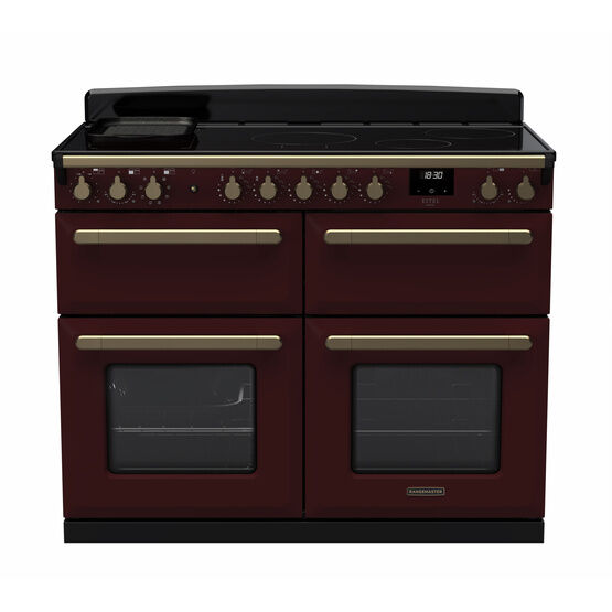 RANGEMASTER ESDLB110EIPBOR/AB1 Estel Deluxe 110cm Induction Range Cooker- Bordeaux/Brass