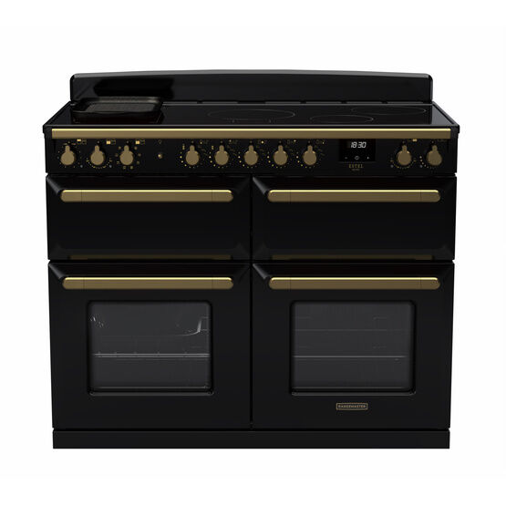 RANGEMASTER ESDLB110EIPGBL/AB1 Estel Deluxe 110cm Induction Range Cooker- Gloss Black/Brass