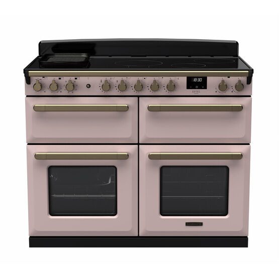 RANGEMASTER ESDLB110EIPPPK/AB1 Estel Deluxe 110cm Induction Range Cooker - Pale Pink with Antique Brass Trim