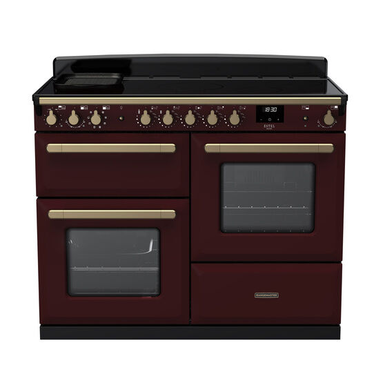 RANGEMASTER ESDLO110EIPBOR/AB1 Estel Deluxe 110 OC Induction - Bordeaux with Antique Brass Trim