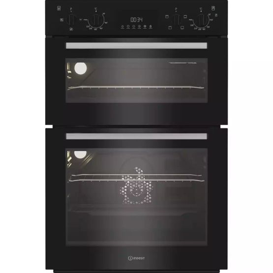 INDESIT DII10DB 60cm Built-In Electric Double Oven - Black