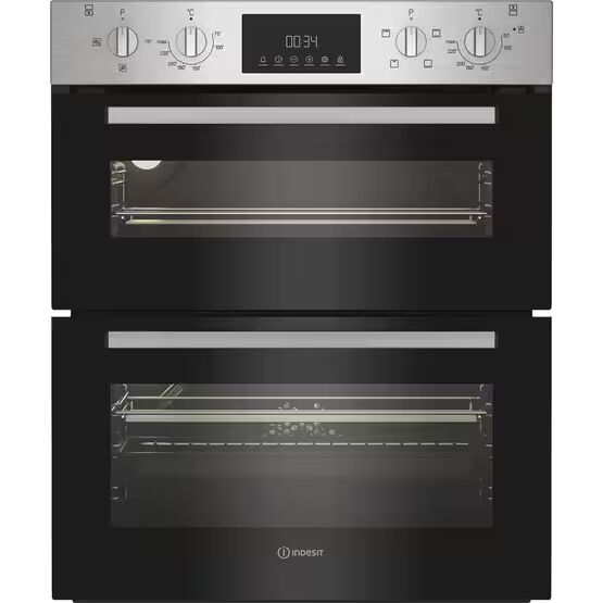 INDESIT DUI12DIX 60cm Built-Under Electric Double Oven - Inox