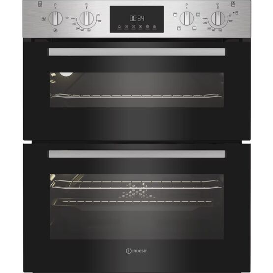 INDESIT DUI10DIX 60cm Built-Under Electric Double Oven - Inox