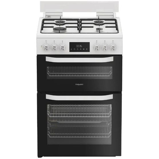 HOTPOINT HDD6GDC2W 60CM Dual Fuel Double Oven Cooker White